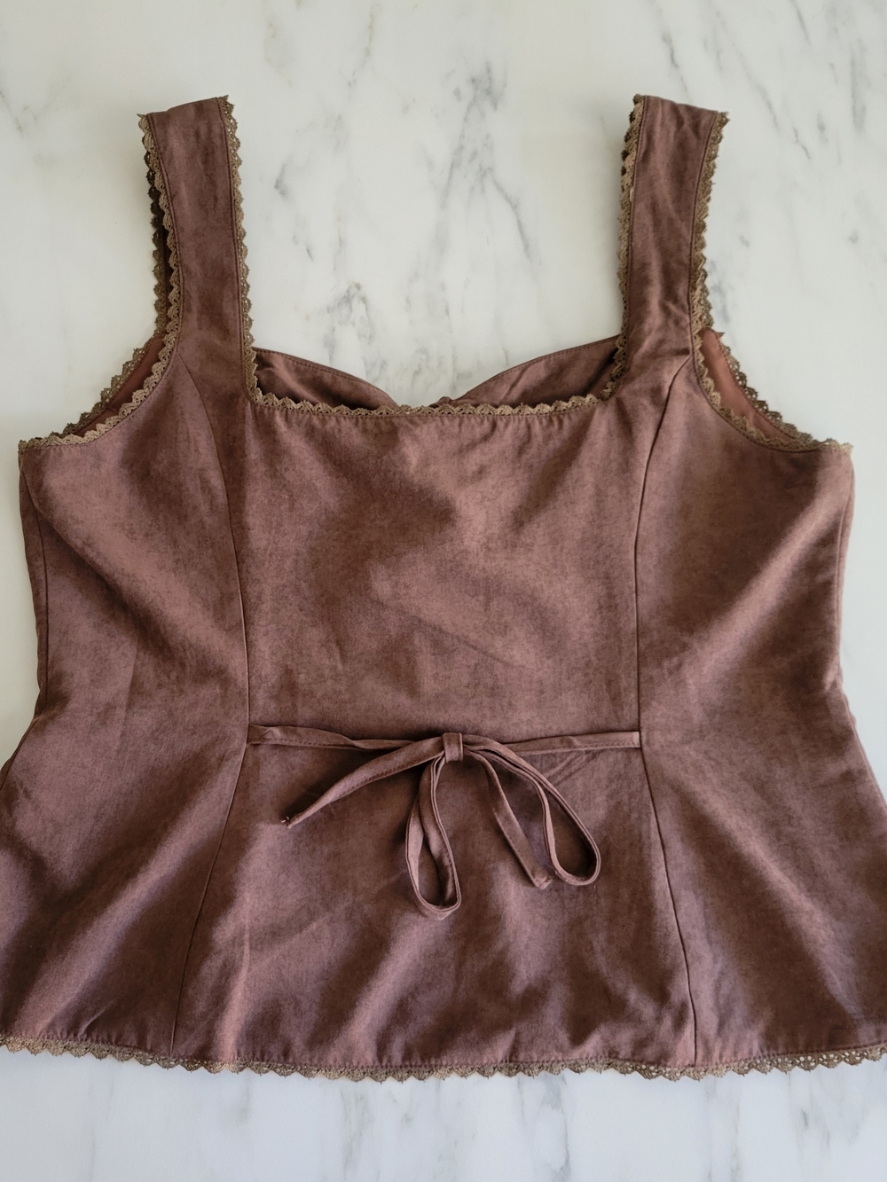 NWT Cider Coffee Brown Lace Trim Corset Vest Top XL - Picture 2 of 10